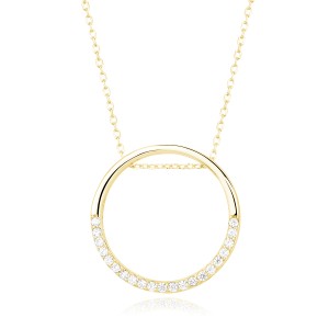 Colier argint placat cu aur galben cu pandantiv cerc cu pietre DiAmanti Z1456N_G-DIA (Argint 925‰ 3 g.)